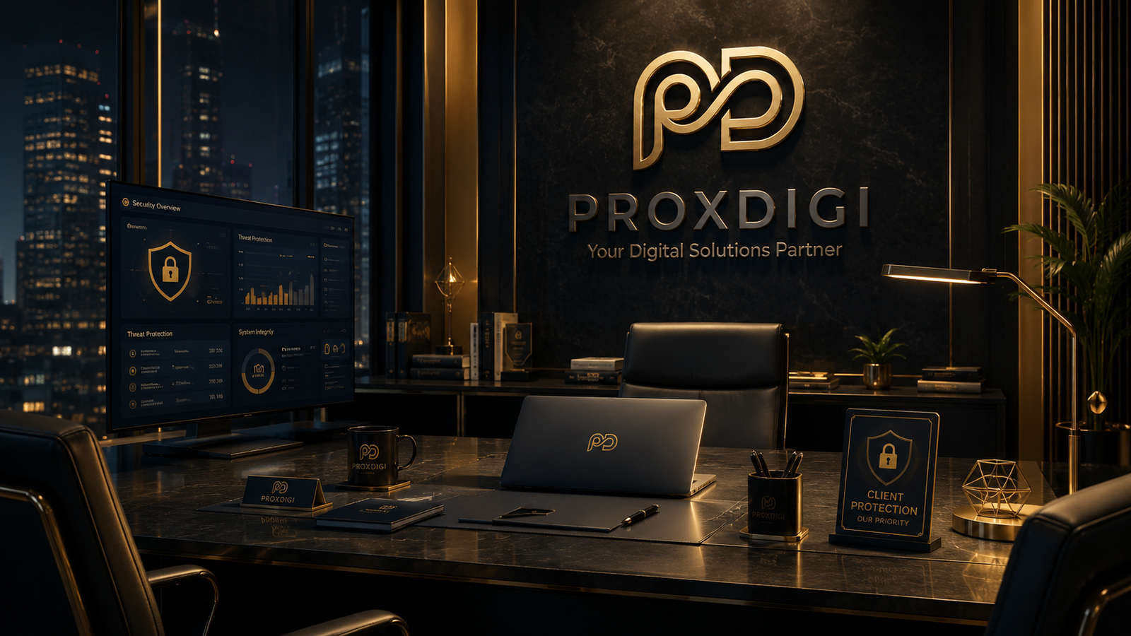 ProxDigi client safety policy hero visual with secure branded digital environment