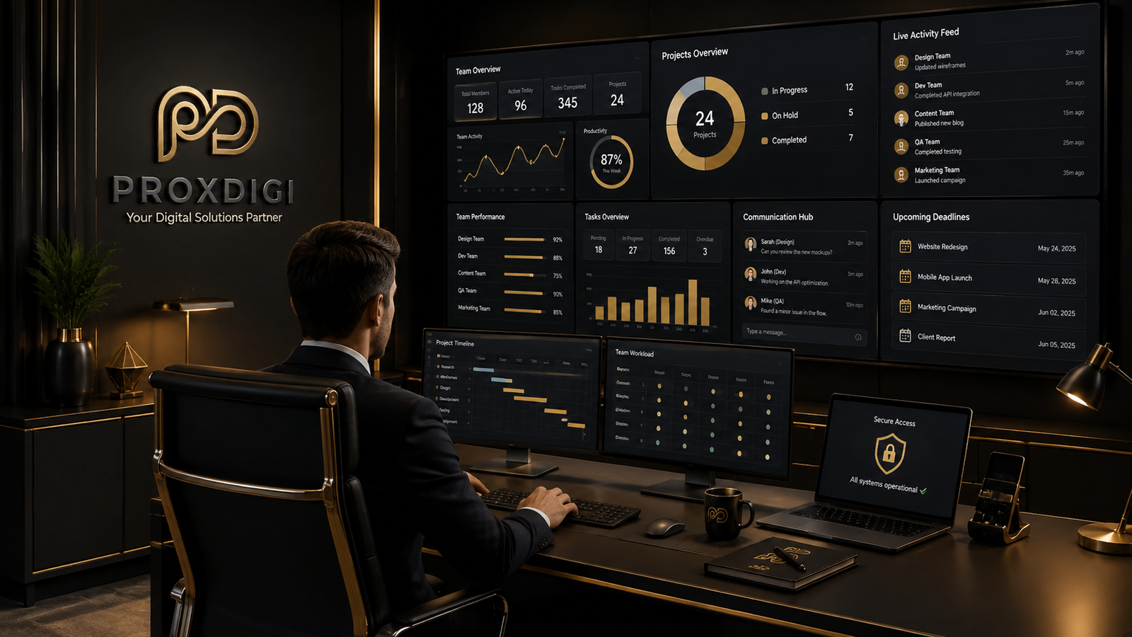 Team monitoring and control for secure project supervision