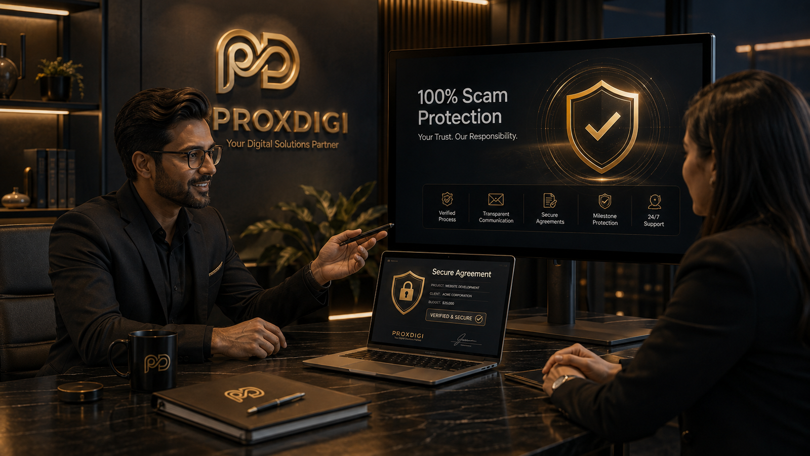 ProxDigi scam protection and secure client process