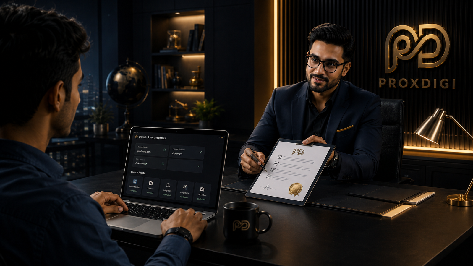 Project confirmation with domain and hosting readiness