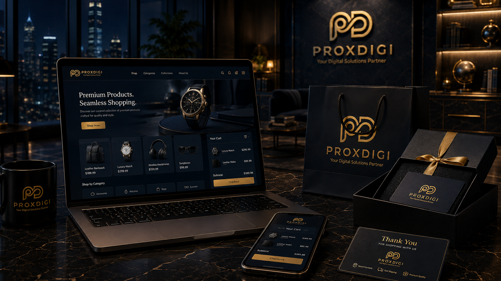 ProxDigi E-Commerce Package with online store and checkout solutions