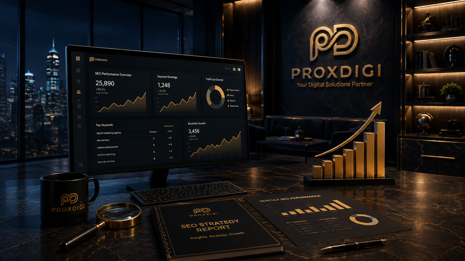 ProxDigi SEO Services with rankings, analytics, and organic growth