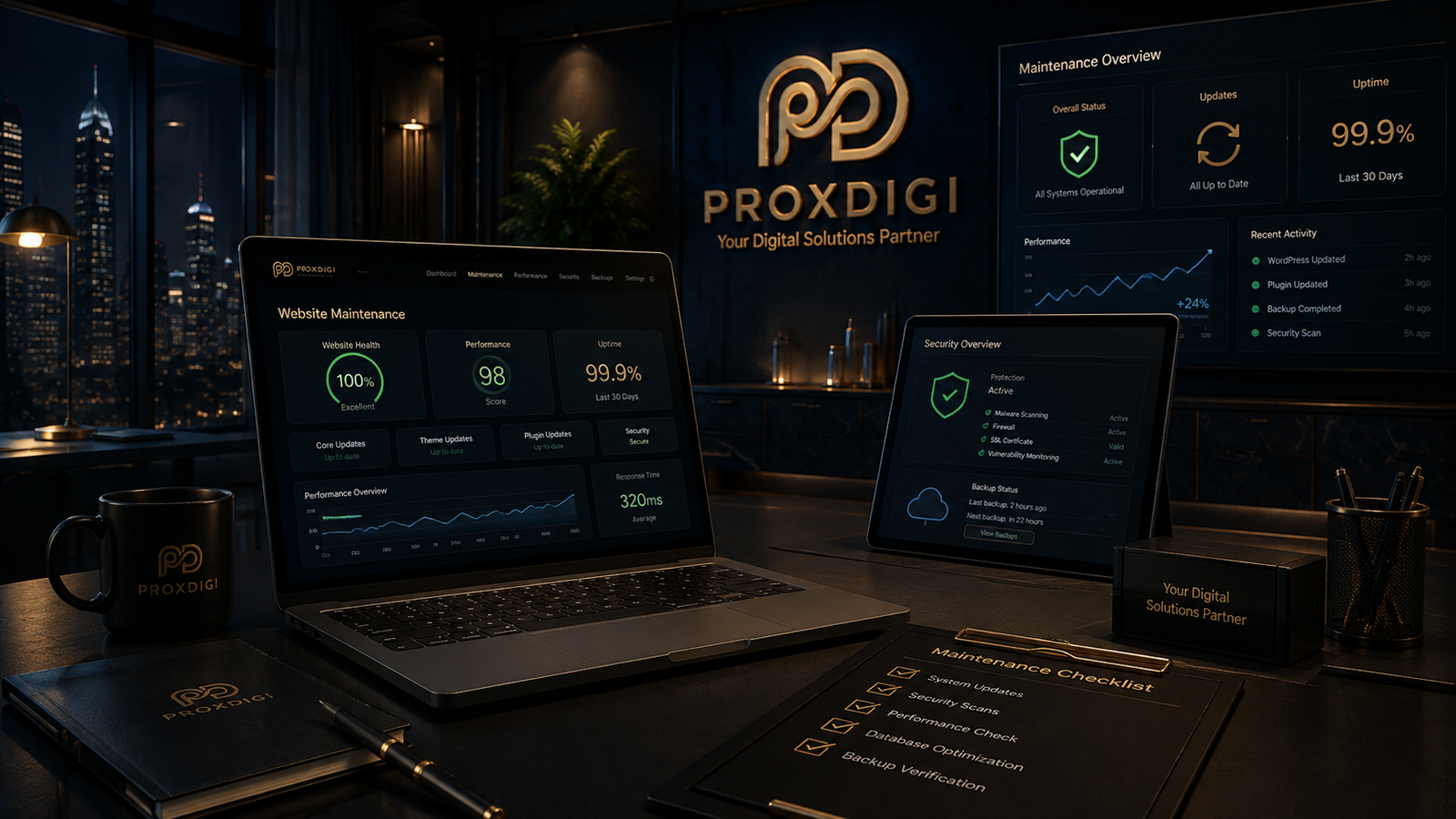 ProxDigi Website Maintenance for security, updates, and performance