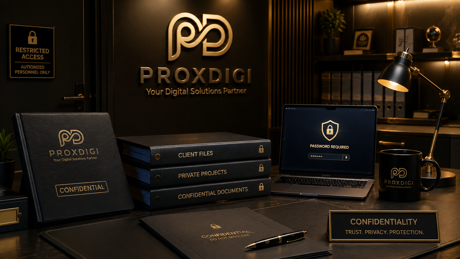 Confidentiality visual with protected project files and internal confidentiality standards