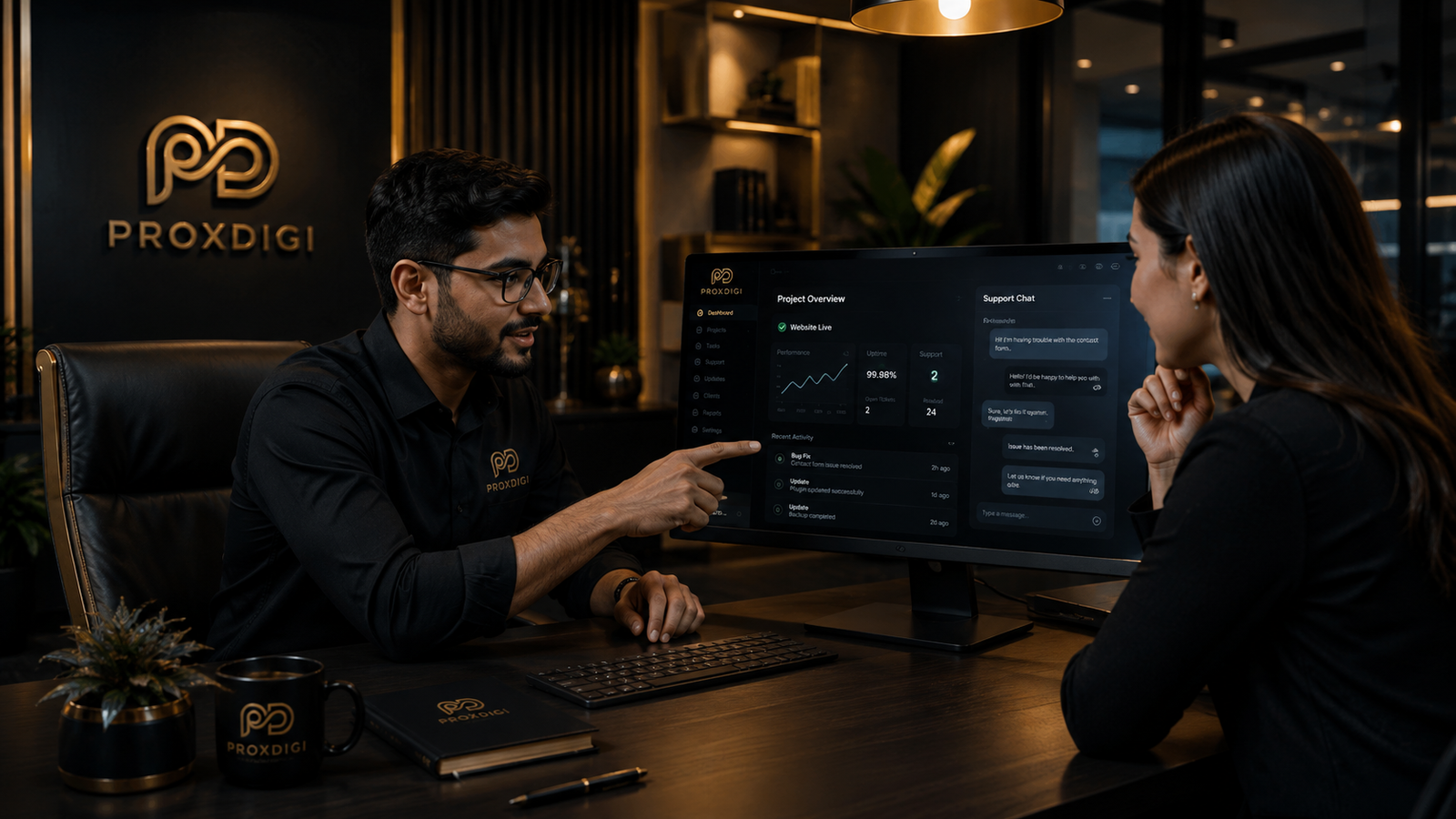 Post-delivery support and client assistance dashboard