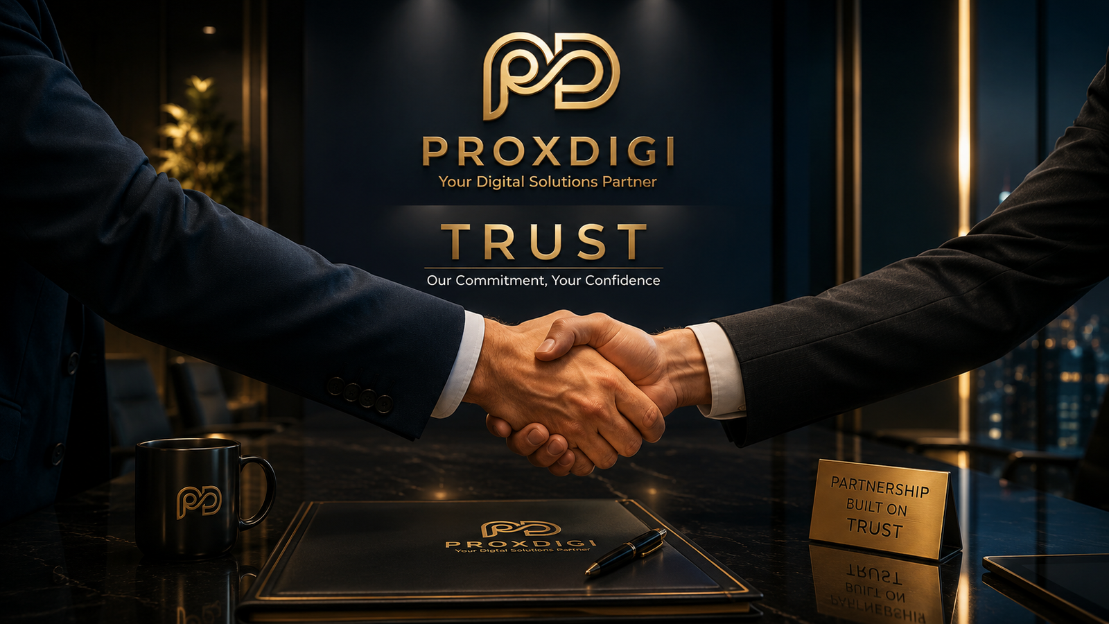 ProxDigi commitment to trust represented by a premium partnership scene