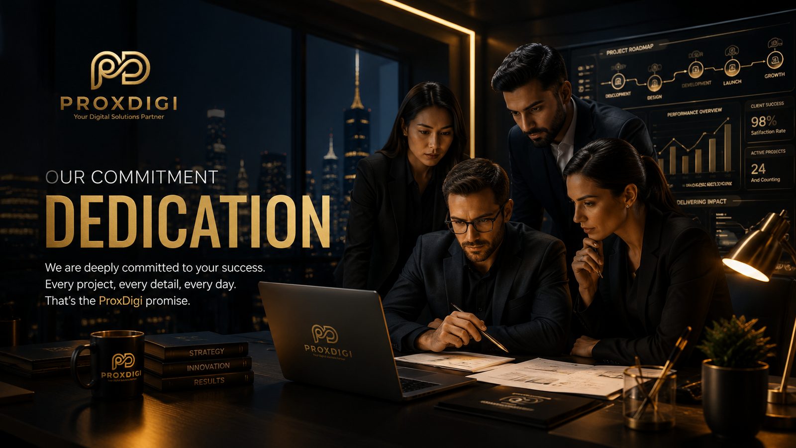 ProxDigi commitment to dedication represented by focused team collaboration