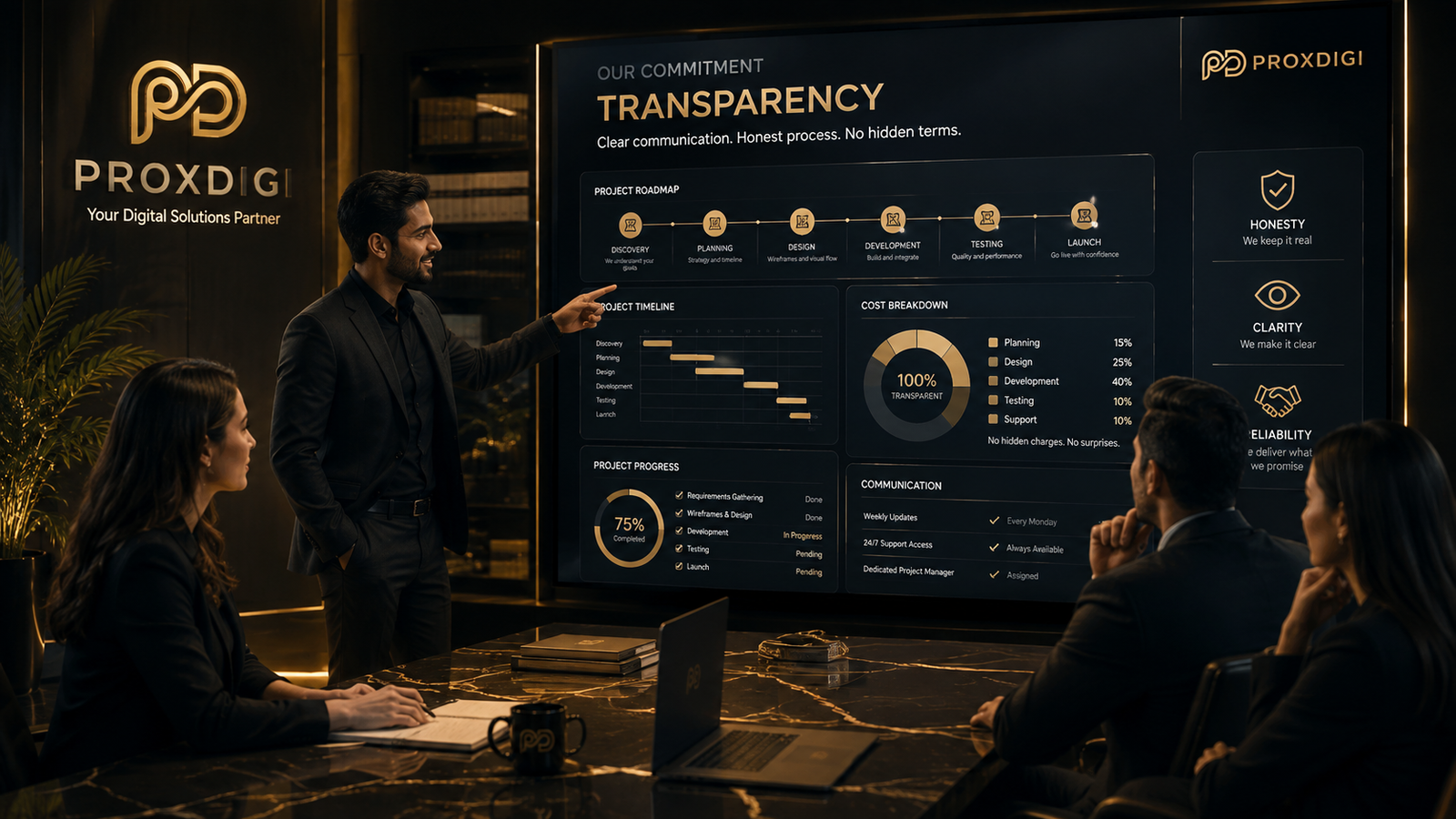ProxDigi commitment to transparency shown through a clear workflow presentation