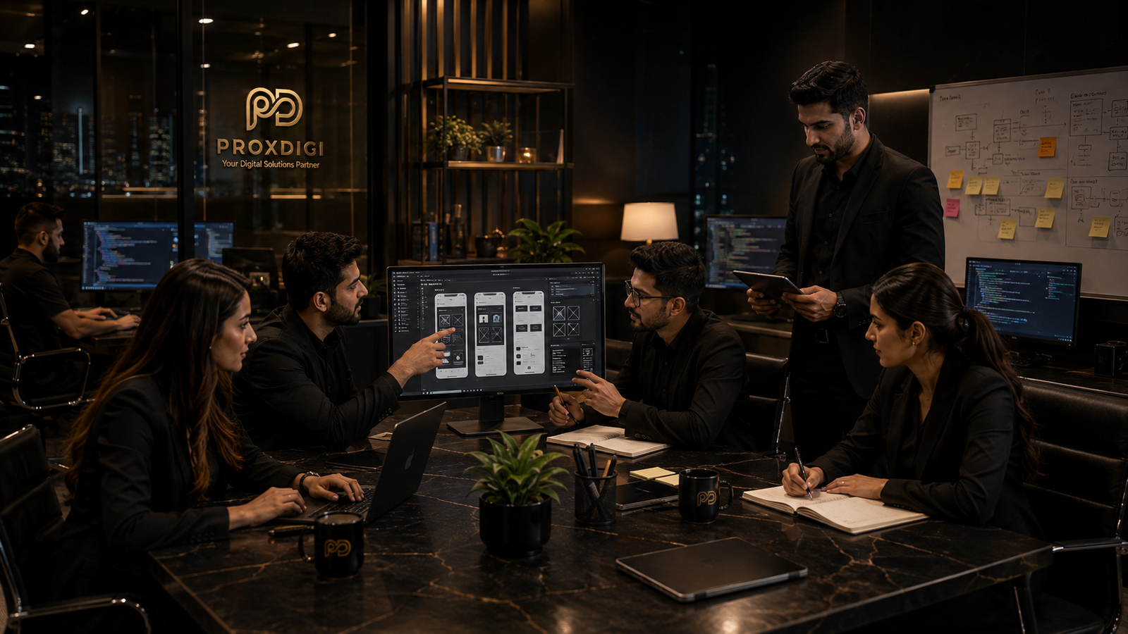 ProxDigi designers and developers coordinating digital project workflow